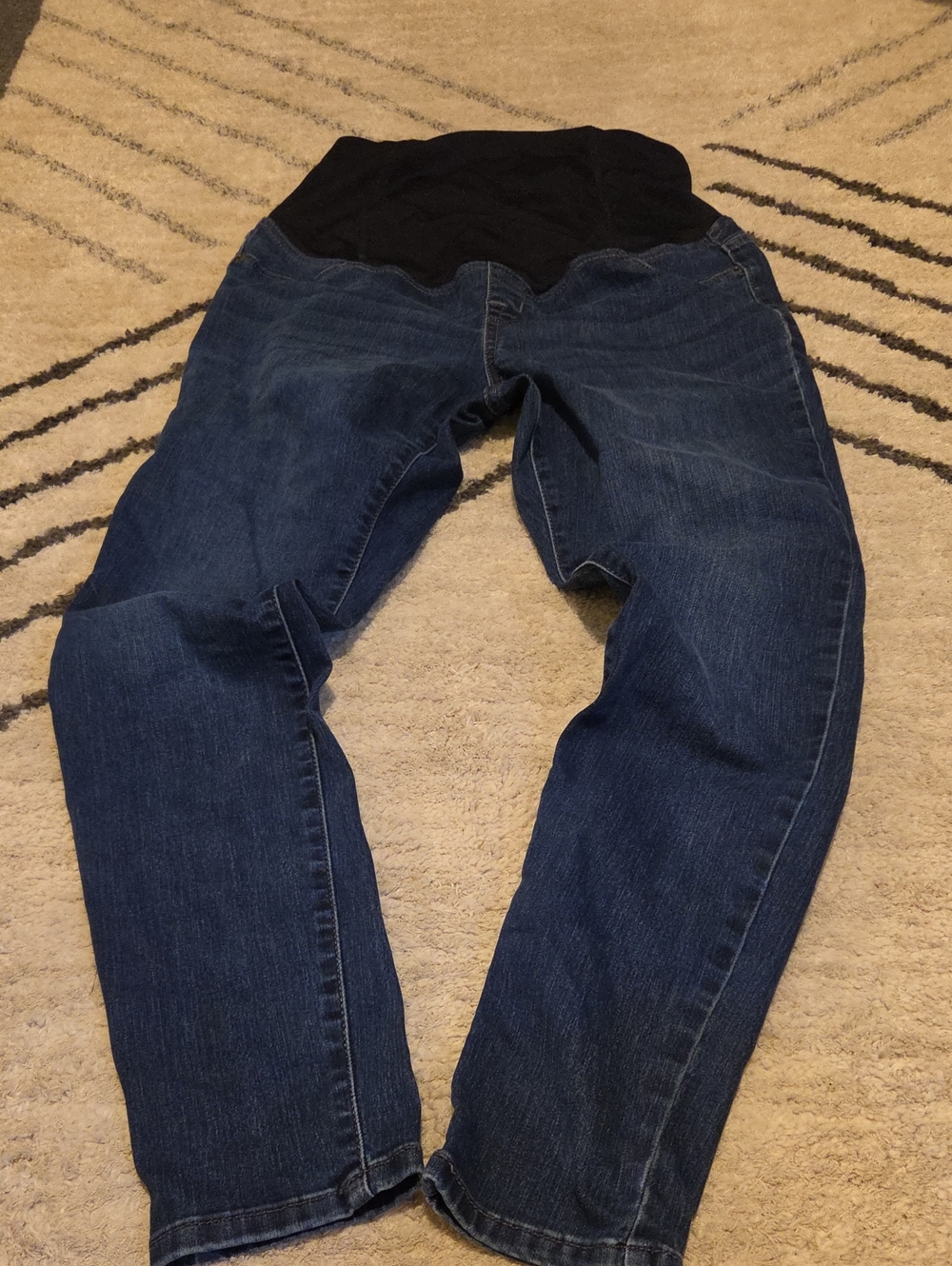 Relaxed Fit Men's Stretch Jeans with Black Comfort Waistband - Dark Blue